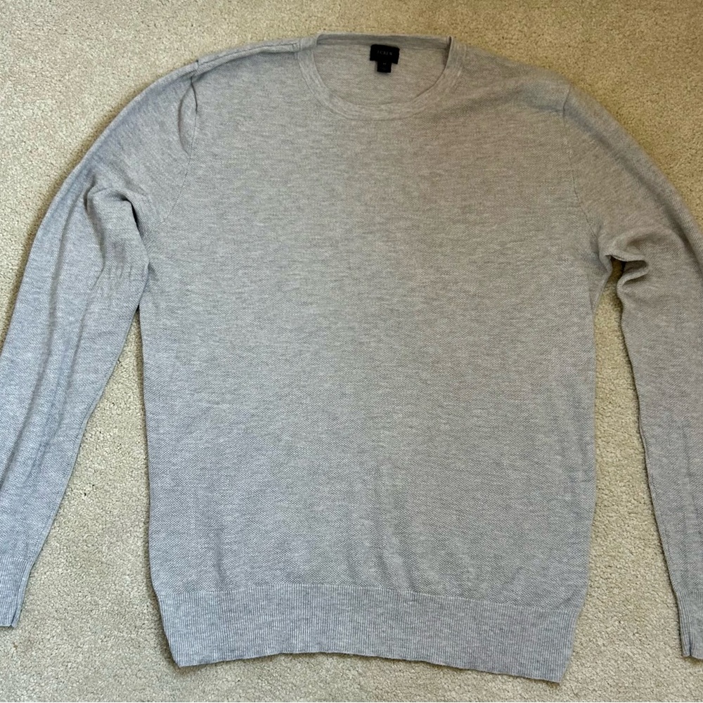 J. Crew Men's Light Gray Lightweight Crewneck Sweater
